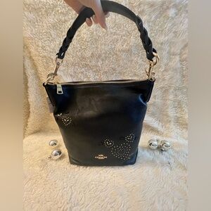 Black embellished Coach bucket bag, NWT